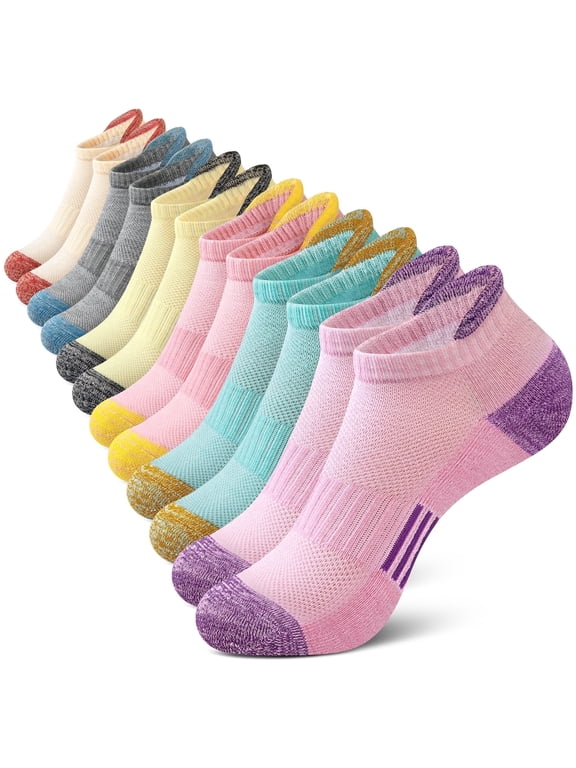 Womens Ankle Socks, Low Cut Cushioned No Show Athletic Socks for Women Size 8-10, 6 Pairs