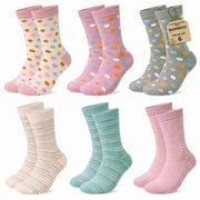 Loritta 6 Pairs Womens Bamboo Crew Socks, Soft Breathable Colorful Casual Dress Socks for Women, Size 9-11