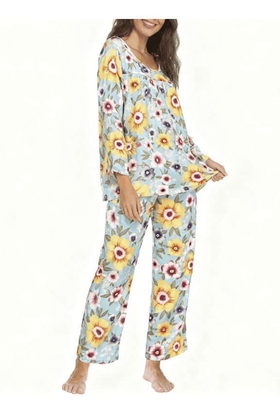 Womens Pajama Sets 2 Piece Loungewear Long Sleeve Shirts and Pants Pjs Sleepwear with Pockets