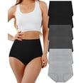 thumbnail image 1 of Loritta Underwear for Women Cotton High Waisted Briefs Full Coverage Panties for Ladies 6 Pack, Size S-2XL, 1 of 6