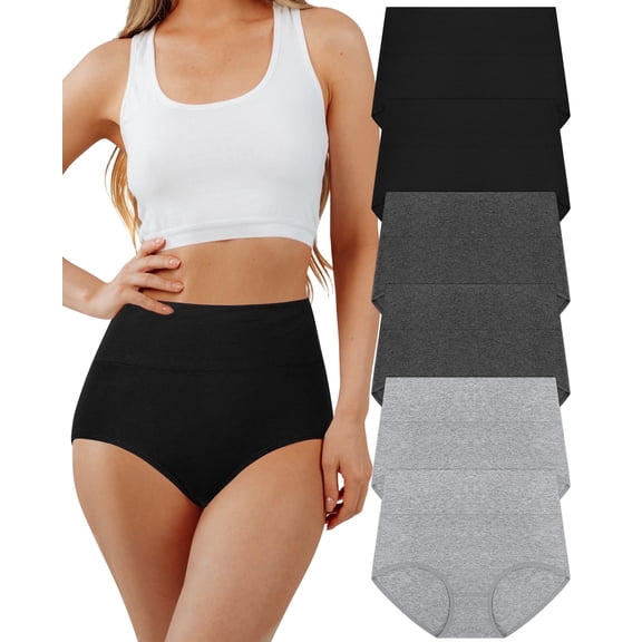 Loritta Underwear for Women Cotton High Waisted Briefs Full Coverage Panties for Ladies 6 Pack, Size S-2XL
