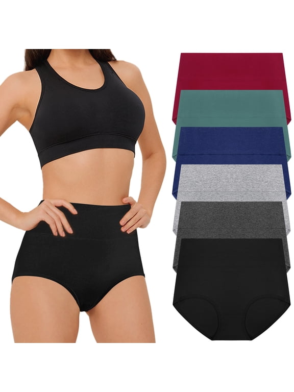 Underwear for Women Cotton High Waisted Briefs Full Coverage Panties for Ladies 6 Pack, Size S-2XL