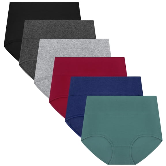 Loritta Underwear for Women Cotton High Waisted Briefs Full Coverage Panties for Ladies 6 Pack, Size S-2XL