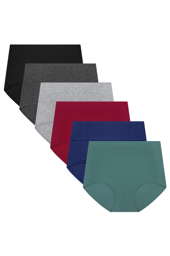 Underwear for Women Cotton High Waisted Briefs Full Coverage Panties for Ladies 6 Pack, Size S-2XL