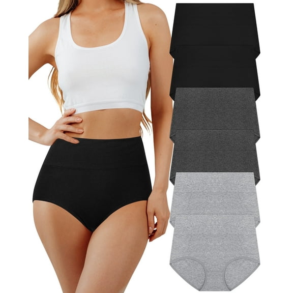 Loritta Underwear for Women Cotton High Waisted Briefs Full Coverage Panties for Ladies 6 Pack, Size S-2XL