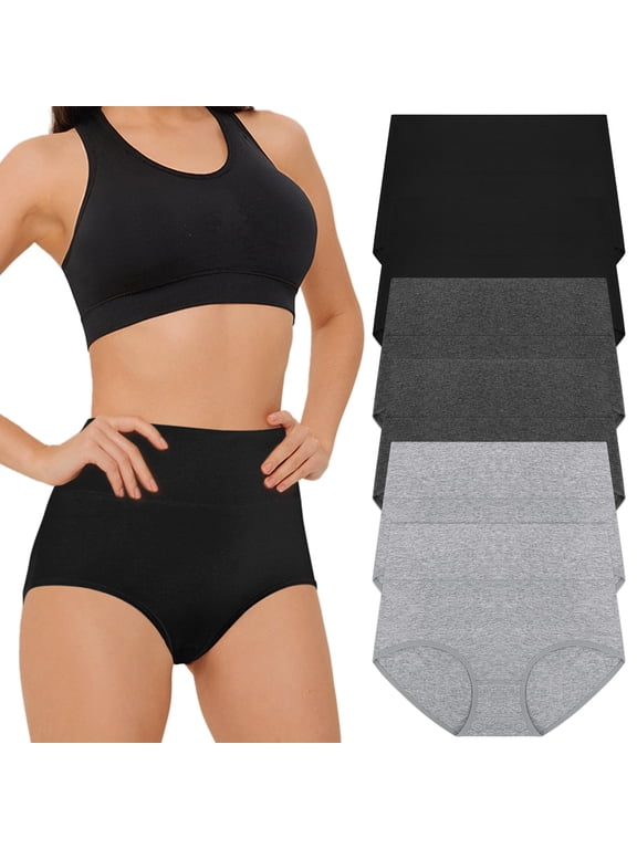 Underwear for Women Cotton High Waisted Briefs Full Coverage Panties for Ladies 6 Pack, Size S-2XL
