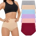 thumbnail image 1 of Loritta Underwear for Women Cotton High Waisted Briefs Full Coverage Panties for Ladies 6 Pack, Size S-2XL, 1 of 7