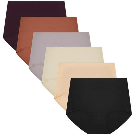 Loritta Underwear for Women Cotton High Waisted Briefs Full Coverage Panties for Ladies 6 Pack, Size S-2XL