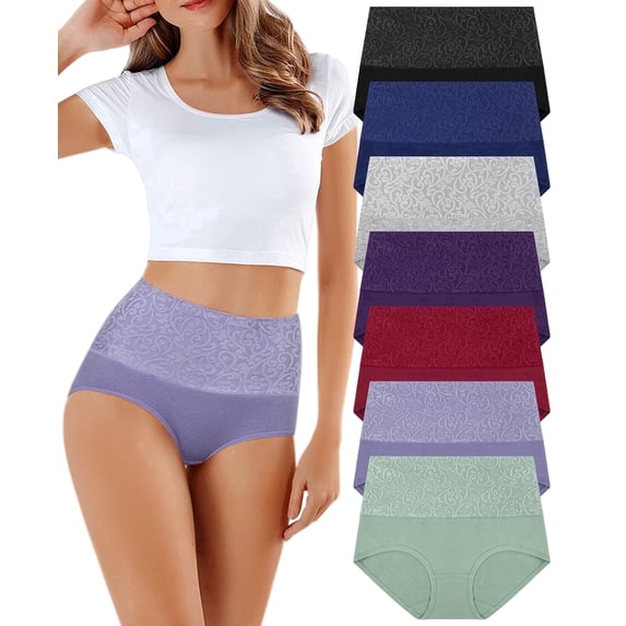 Loritta 7 Pack Womens Underwear Ladies Cotton Underwear Full Coverage High Waisted Underwear for Women ,Size S-2XL