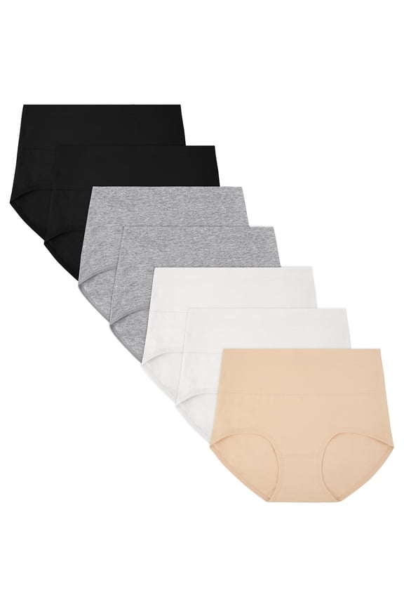 7 Pack High Waist Underwear for Women Ladies Cotton Underwear Full Coverage High Waist Panties for Women ,Size S-2XL