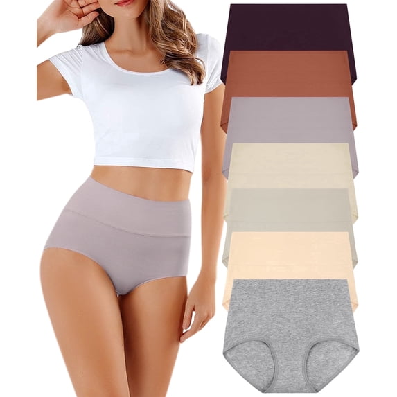 Loritta 7 Pack Womens Underwear Ladies Cotton Underwear Full Coverage High Waisted Underwear for Women ,Size S-2XL