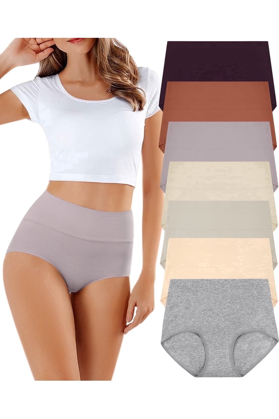 7 Pack Womens Underwear Ladies Cotton Underwear Full Coverage High Waisted Underwear for Women ,Size S-2XL