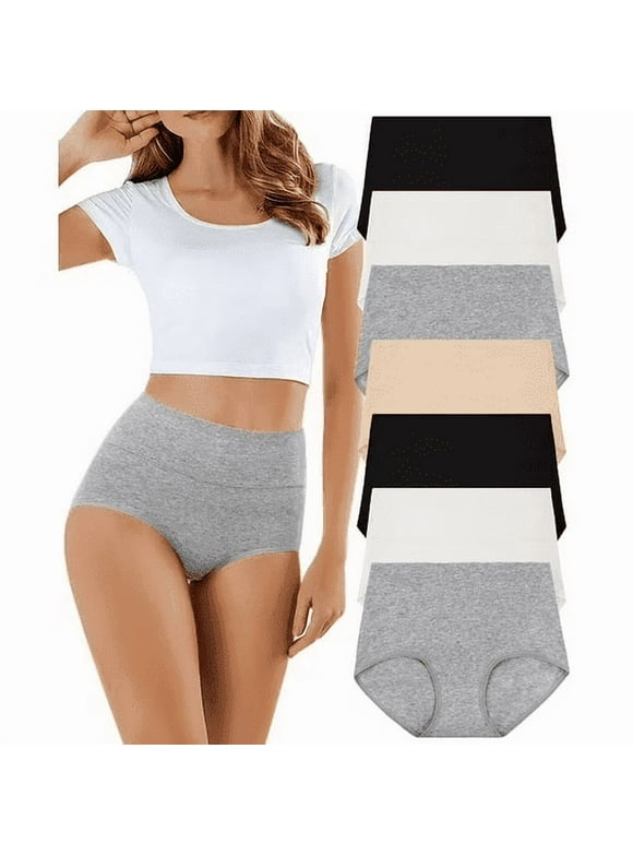 7 Pack High Waist Underwear for Women Ladies Cotton Underwear Full Coverage High Waist Panties for Women ,Size S-2XL