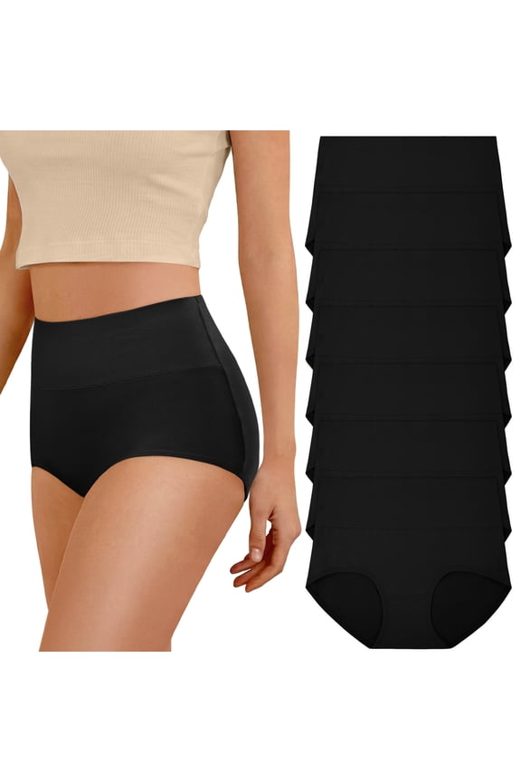 7 Pack Cotton Underwear for Women High Waisted Full Coverage Womens Panties Stretch Soft Ladies Underwear, S-2XL