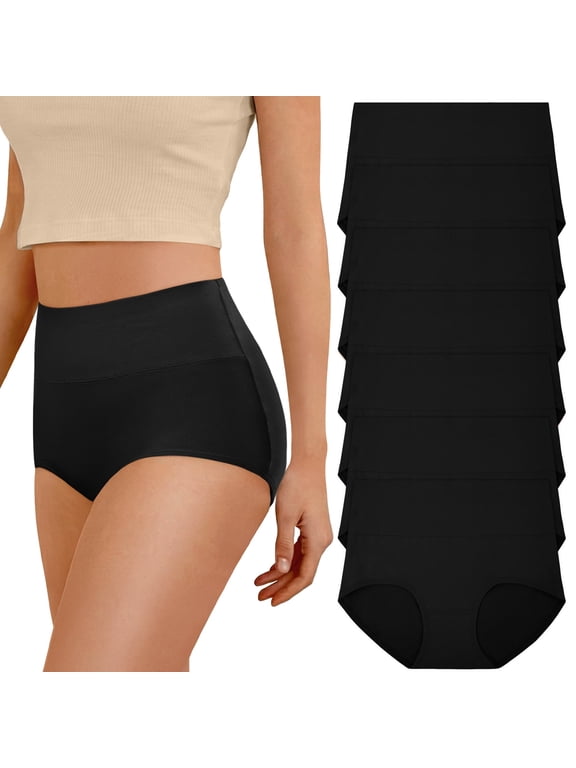 7 Pack Cotton Underwear for Women High Waisted Full Coverage Womens Panties Stretch Soft Ladies Underwear, S-2XL