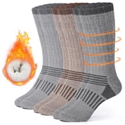 Loritta 3 Pairs 80% Merino Wool Hiking Socks for Men Warm Thermal Hiking Boot Cushion Crew Socks Size 9-12