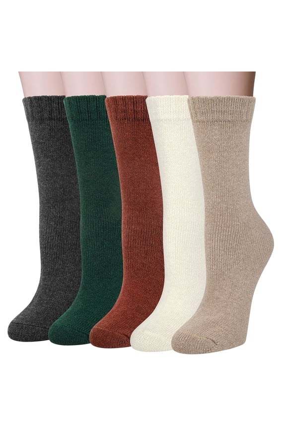 Wool Socks for Women, 5 Pairs Ladies Cozy Boot Winter Thermal Warm Thick Socks Size 5-9