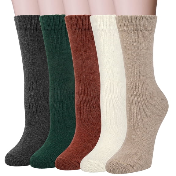 Loritta Wool Socks for Women, 5 Pairs Ladies Cozy Boot Winter Thermal Warm Thick Socks Size 5-9