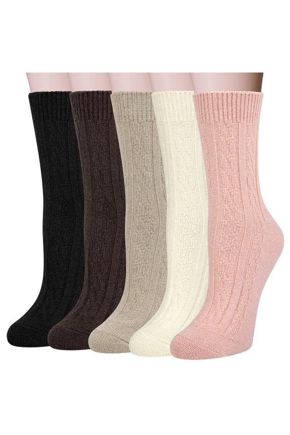 Wool Socks for Women, 5 Pairs Ladies Cozy Boot Winter Thermal Warm Thick Socks Size 5-9