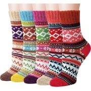 Loritta Wool Socks for Women, 5 Pairs Ladies Cozy Boot Winter Thermal Warm Thick Socks Size 5-9