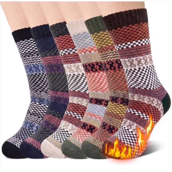 Loritta 6 Pairs Mens Wool Socks , Warm Cozy Boot Winter Thermal Socks for Men, Size 6-12