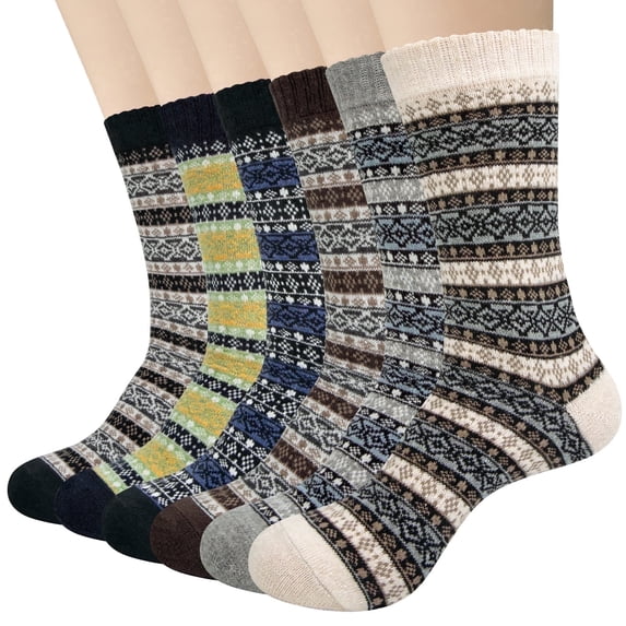 Loritta 6 Pairs Mens Wool Socks , Warm Cozy Boot Winter Thermal Socks for Men/Women, Size 6-12