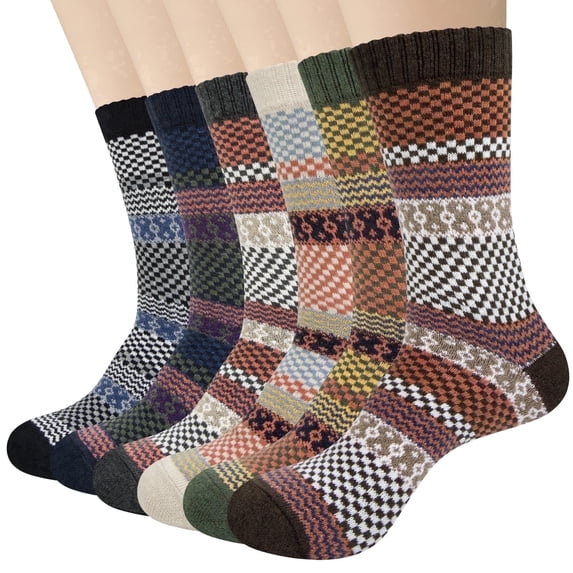 Loritta 6 Pairs Mens Wool Socks , Warm Cozy Boot Winter Thermal Socks for Men/Women, Size 6-12
