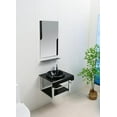 thumbnail image 1 of Lorixon 24" Modern Bathroom Vanity Set, Black Tempered Glass Top, Mirror, Shelves, 1 of 6