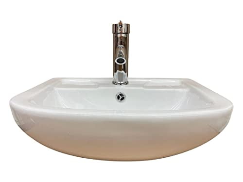 Lorixon White Bathroom Ceramic Sink White 18 3/8 inches Modern Basin with Overflow