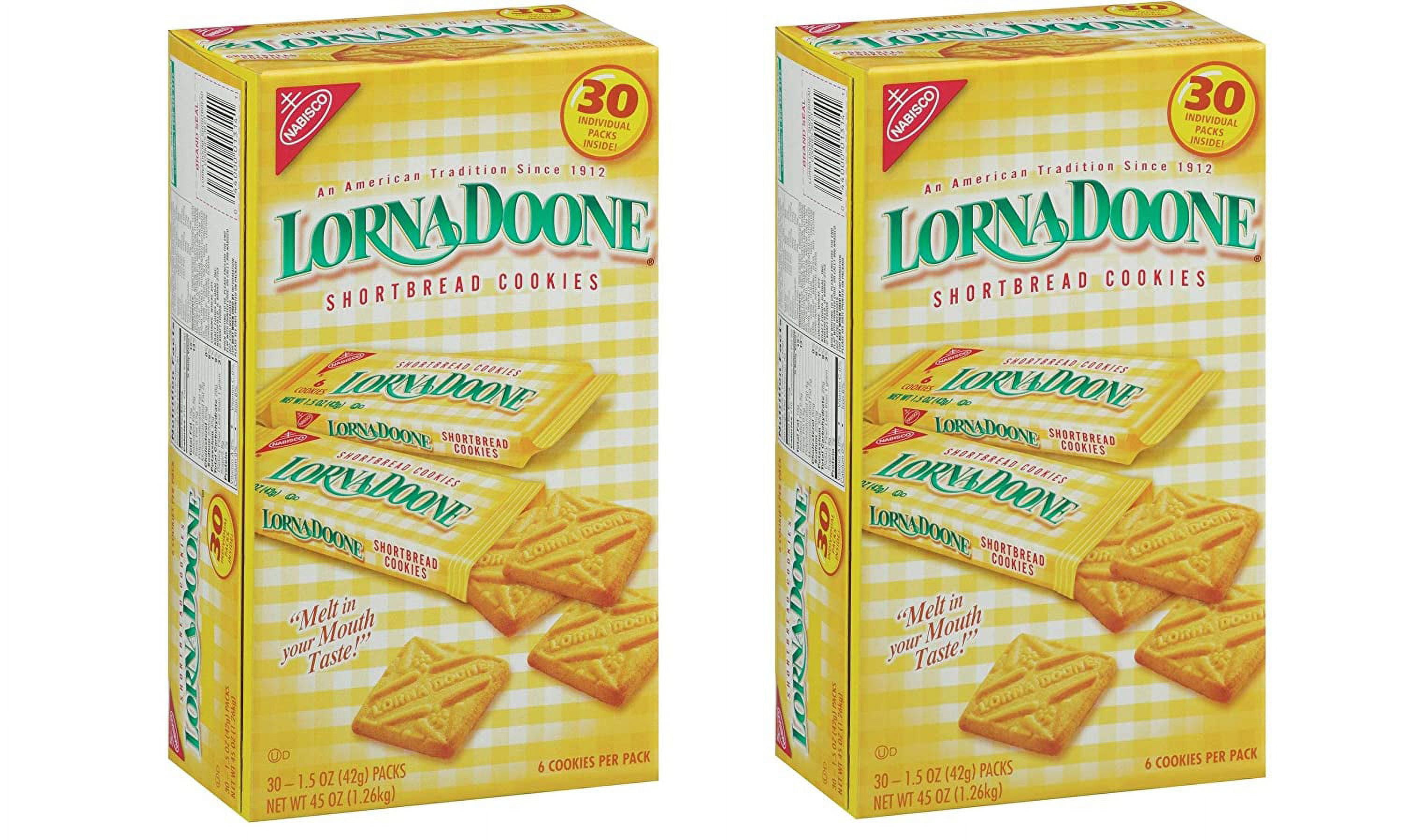 Lorna DooneShortbread Cookies, 1.50z Pack, 30 Count(Pack of 2