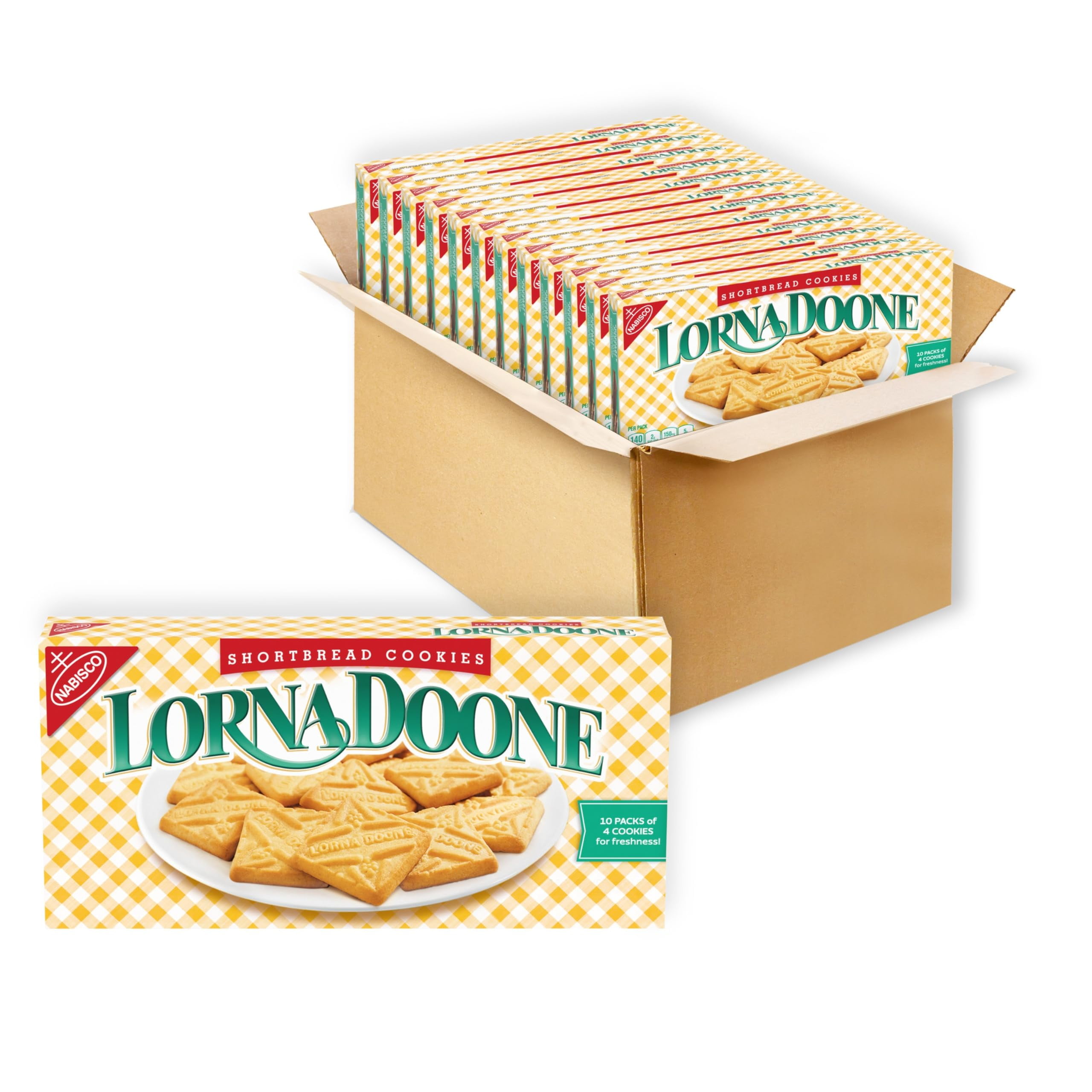 Lorna Doone Shortbread Cookies, SBF3&nbsp;12 Boxes of 10 Snack Packs (4 Cookies Per Pack)
