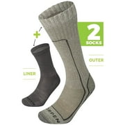 LORPEN T2 Cold Weather Sock System, Perfect for Hunting, Unisex Design, Eco-Friendly & Sustainable, Ultra Thick, Fully Cushioned, Brown, Size Small, 2-pack