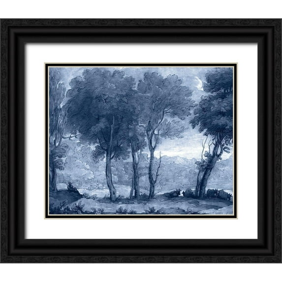 Lorrain, Claude 32x26 Black Ornate Wood Framed with Double Matting Museum Art Print Titled - Pastoral Toile I
