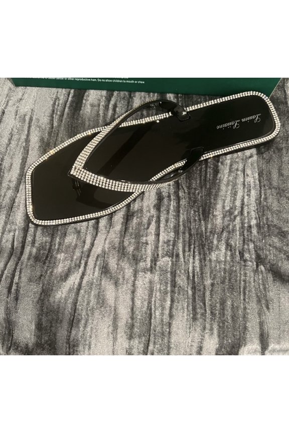 Black Rhinestone Flats