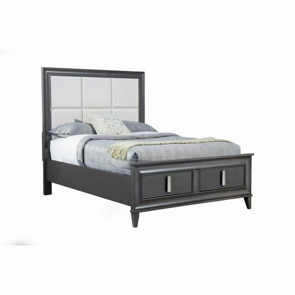 Lorraine Storage Footboard Platform Bed, Dark Grey - California King Size