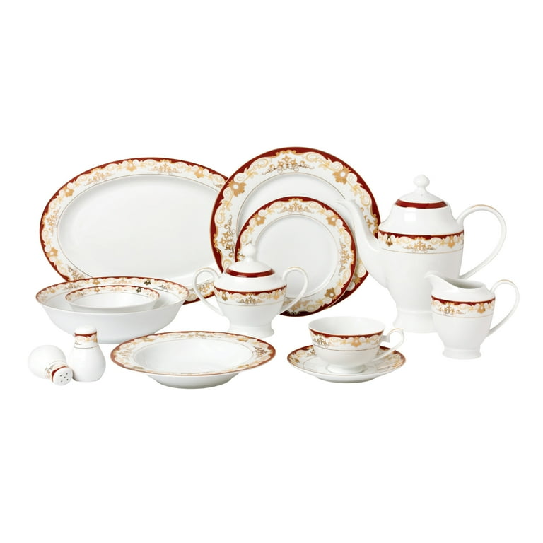 Lorren Home Trend 57 Piece Dinnerware Set-New Bone China (Service