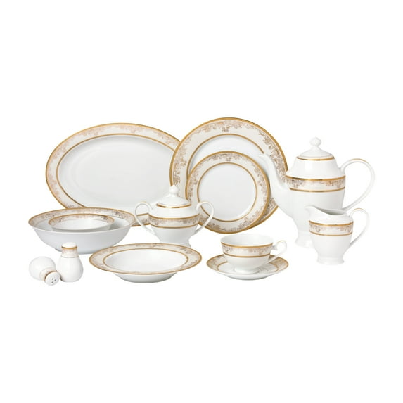 Lorren Home Trend 57-piece Bone China Dinnerware Set for 8 People - Chloe
