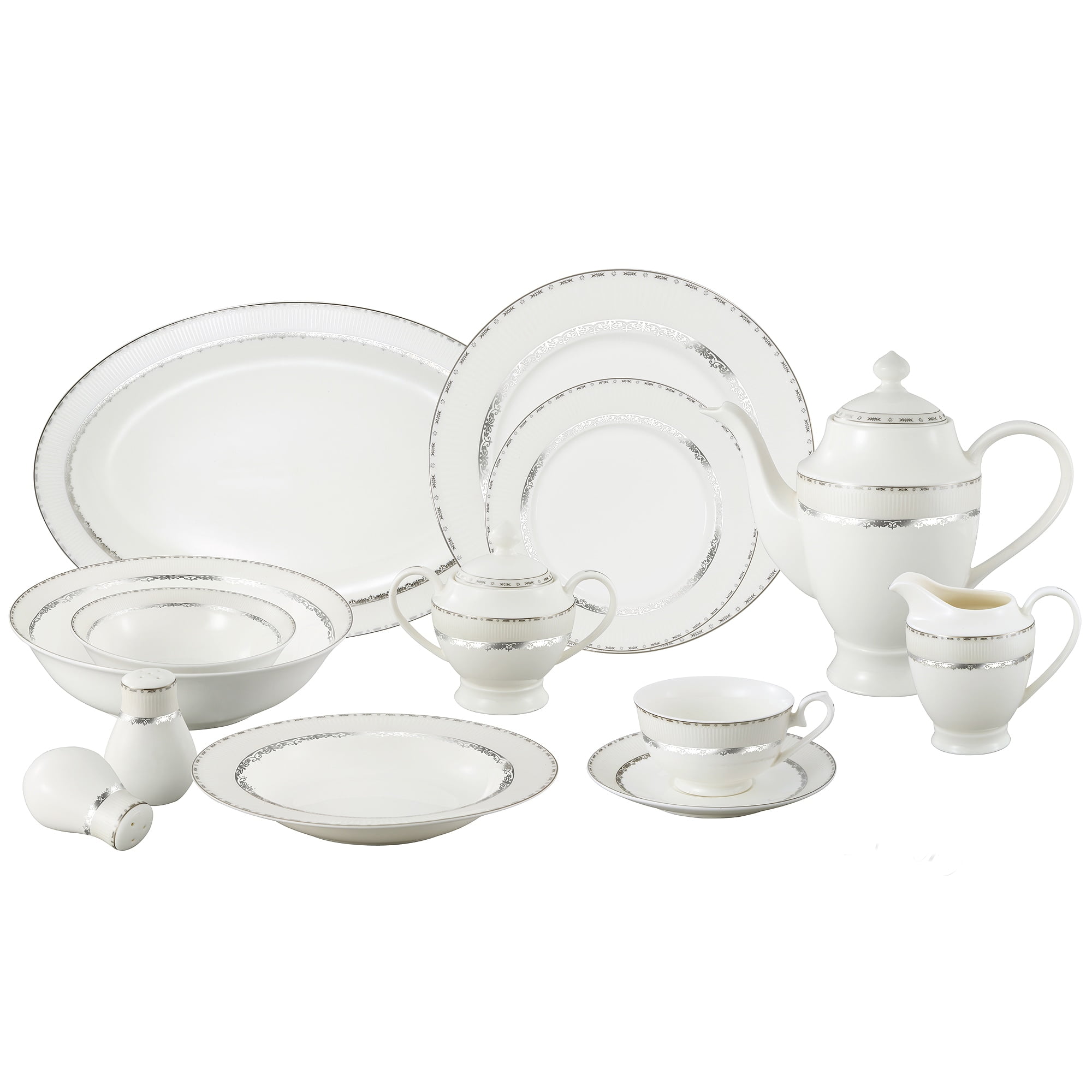 Lorren Home Trend La Luna 57-Piece Bone China Dinnerware Set