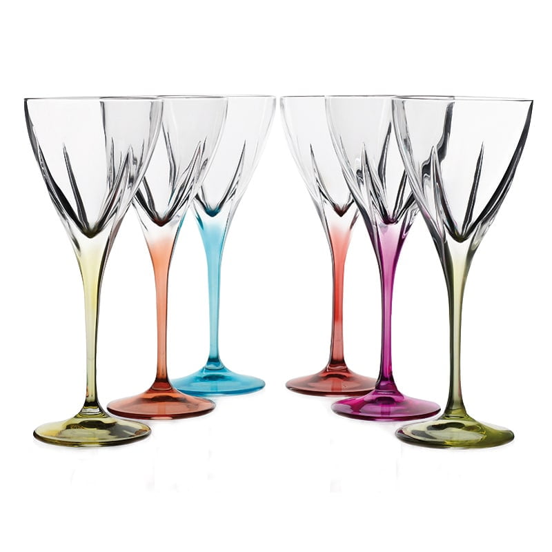 Fusion Crystal Multicolor Water Goblet Set with Recyclable Material