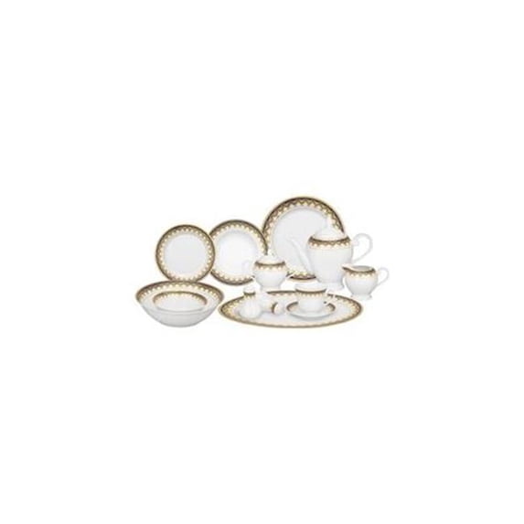 Lorren Home Trend s Gold and Blue Accent 57-piece Porcelain Dinnerware Set
