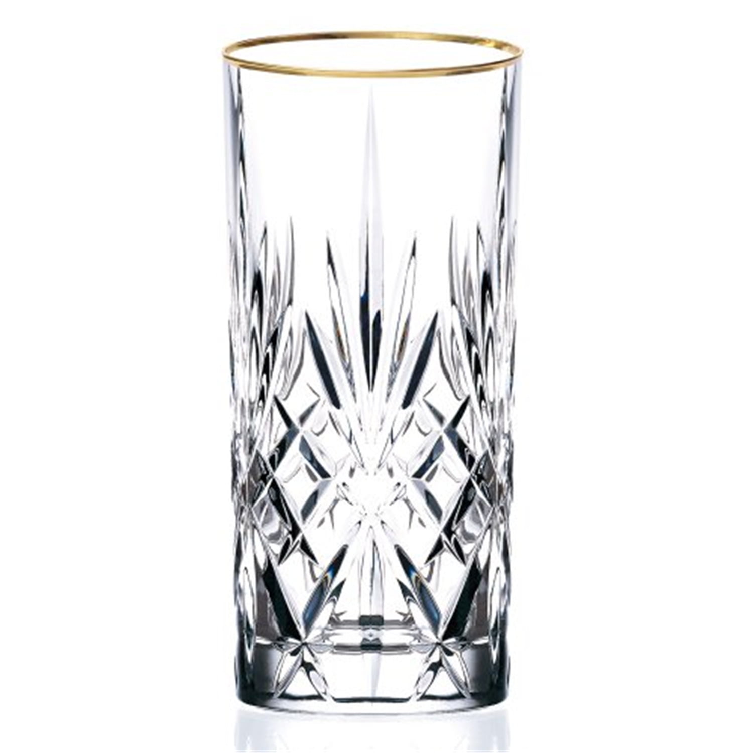 Siena 11oz Crystal Highball Glass Set with Gold Band