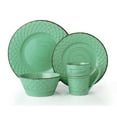 thumbnail image 1 of Lorren Home Trends 16 Piece Distressed Weave Dinnerware Set-Green, 1 of 3