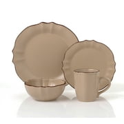 Lorren Home Trends 16 Piece Stoneware Scalloped Edge Cocoa Dinnerware