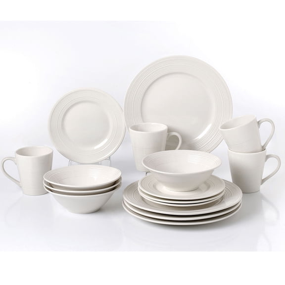 Lorren Home Trends 16 Piece White Porcelain Dinnerware Set - Service for 4