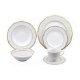 thumbnail image 1 of Lorren Home Trends 24 Piece Wavy Fine China Collection Gold Dot Dinnerware  (Service for 4), 1 of 5