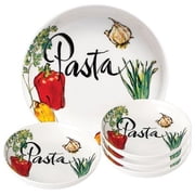 Lorren Home Trends 5 Piece Vegetable Design Porcelain Pasta Bowls