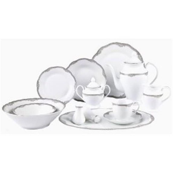 Lorren Home Trends Elizabeth 57 Pieces Dinnerware Set, Service for 8