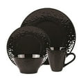thumbnail image 1 of Lorren Home Trends LH528 16 Piece Stoneware Scroll Dinnerware Set, Black, 1 of 5