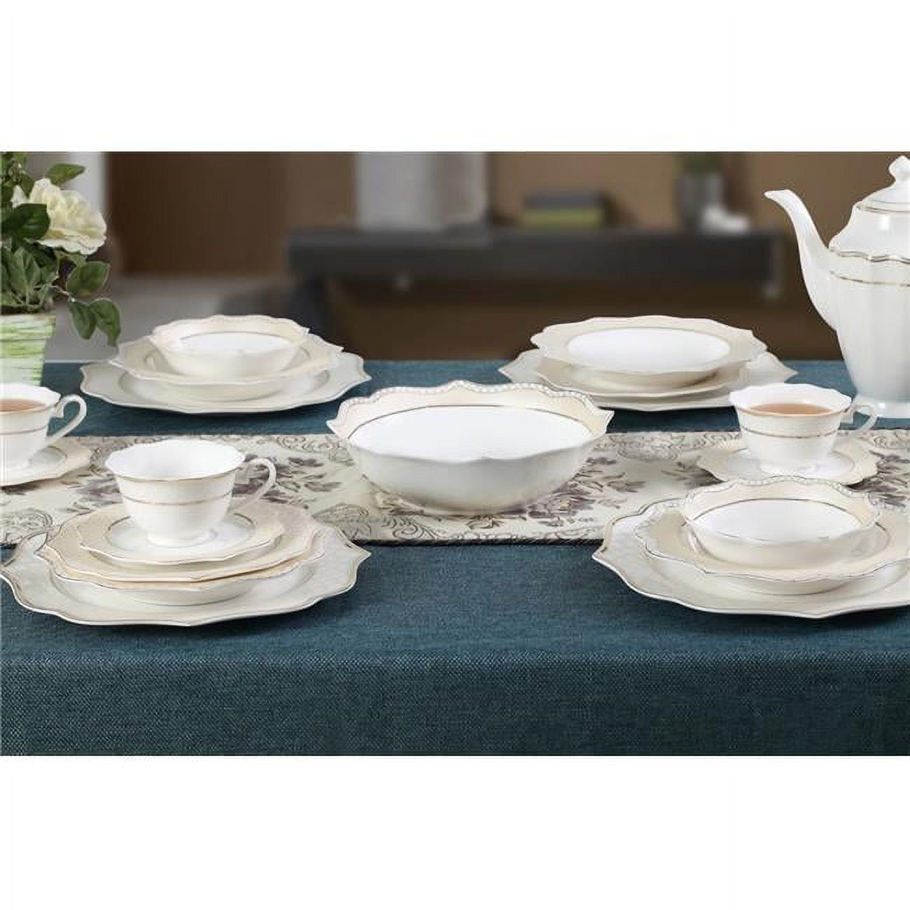 Elegant Silver Lace Porcelain Dinnerware Set, Service for 8