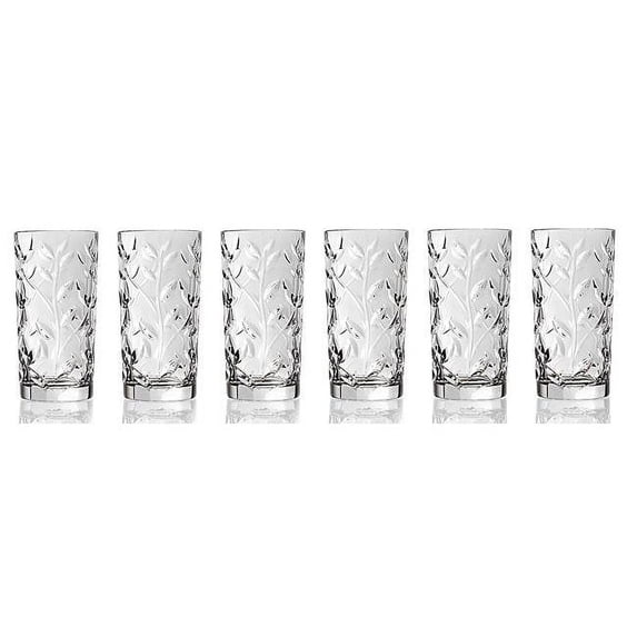 Lorren Home Trends Laurus RCR 12 oz. Crystal Highball Glass (Set of 6)